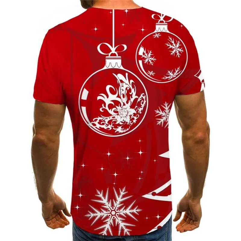 Christmas T shirts Men New Year T shirts Funny Red Tshirts Novelty Snowflake Tshirts Cool