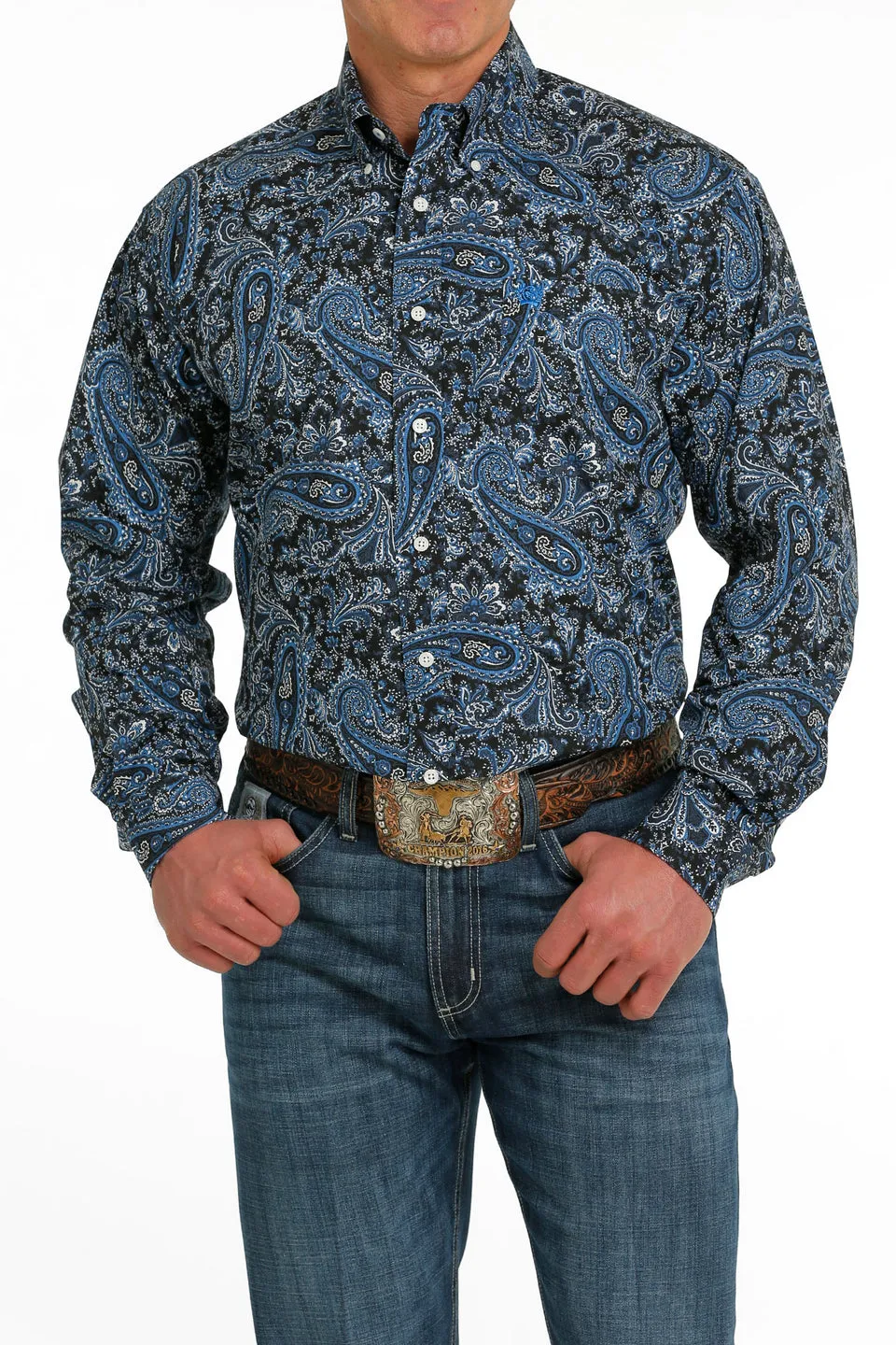 CINCH BLACK AND BLUE PAISLEY PRINT - MENS SHIRT