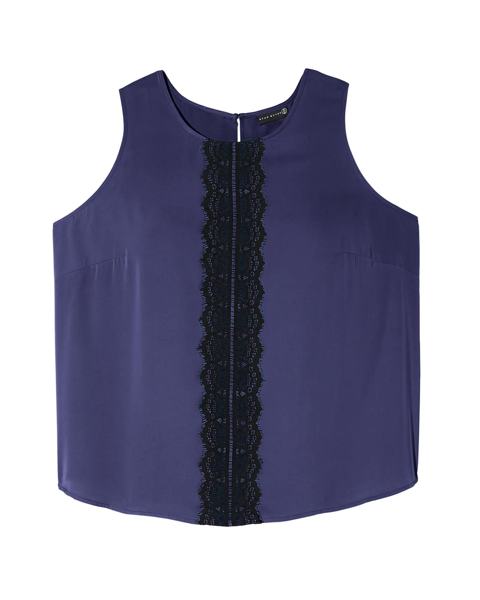 Clara Sleeveless Lace Trim Blouse | Navy / Black