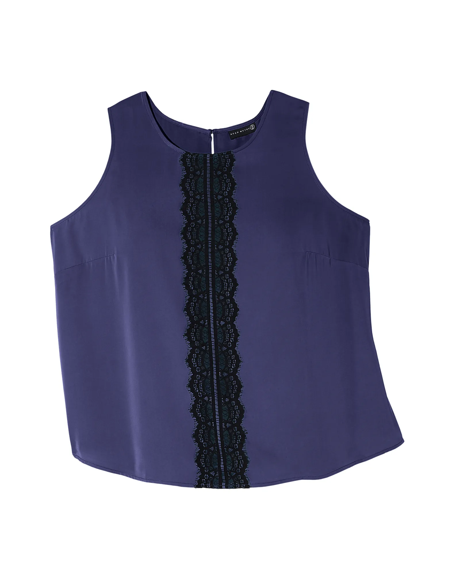 Clara Sleeveless Lace Trim Blouse | Navy / Black