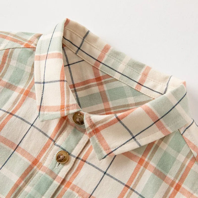 Classic Rugged Plaid Button Down Boy Check Shirt