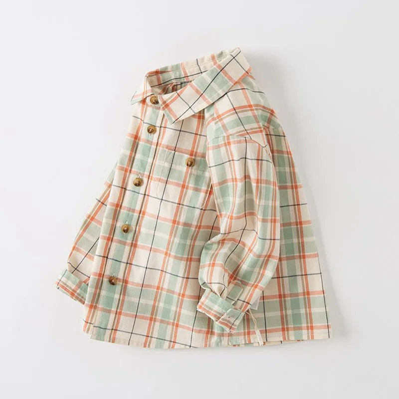 Classic Rugged Plaid Button Down Boy Check Shirt