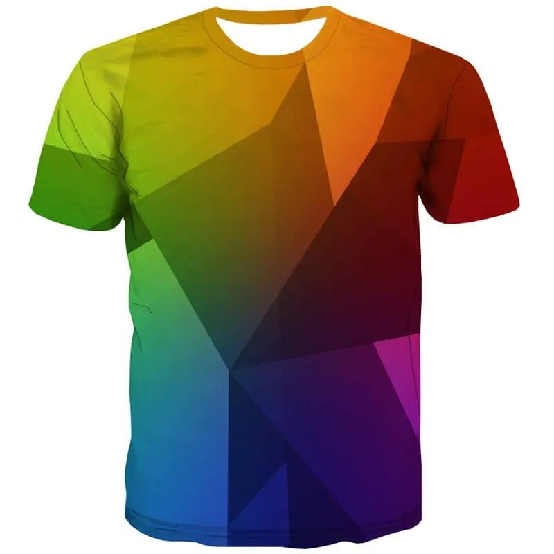 Colorful T-shirt Men Abstract Tshirts Novelty Psychedelic T-shirts 3d Harajuku Shirt Print Square Tshirt Anime