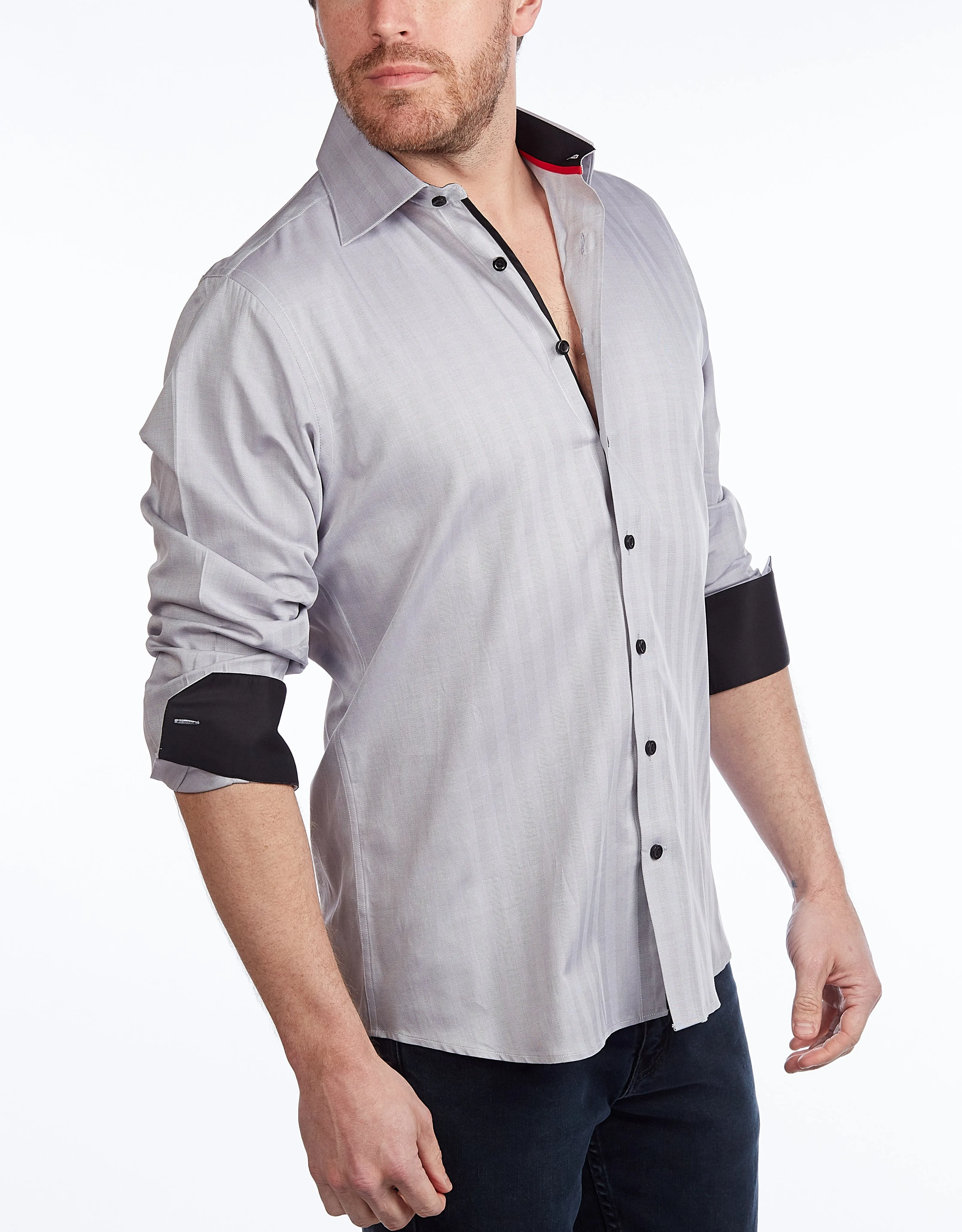 Contrast Collar Button-Up Shirt //  - Contemporary Fit - contrast  trimming - final sale