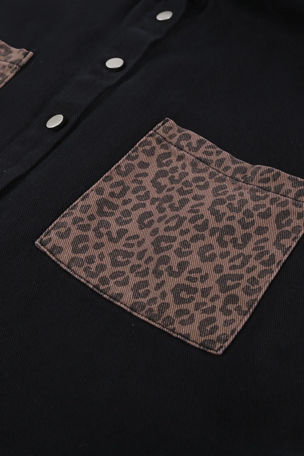 Contrast Leopard Denim Jacket for Women