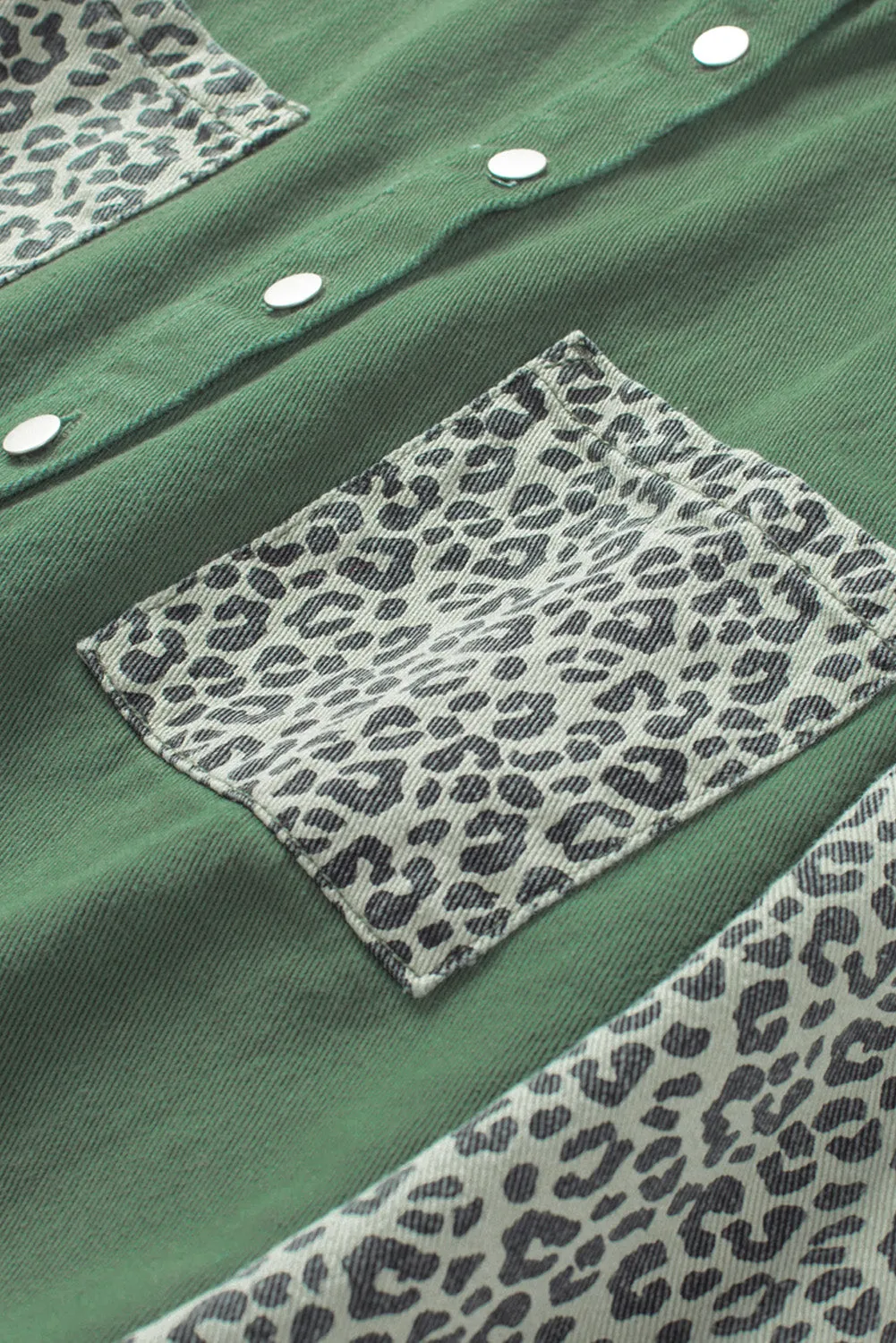 Contrast Leopard Denim Jacket for Women