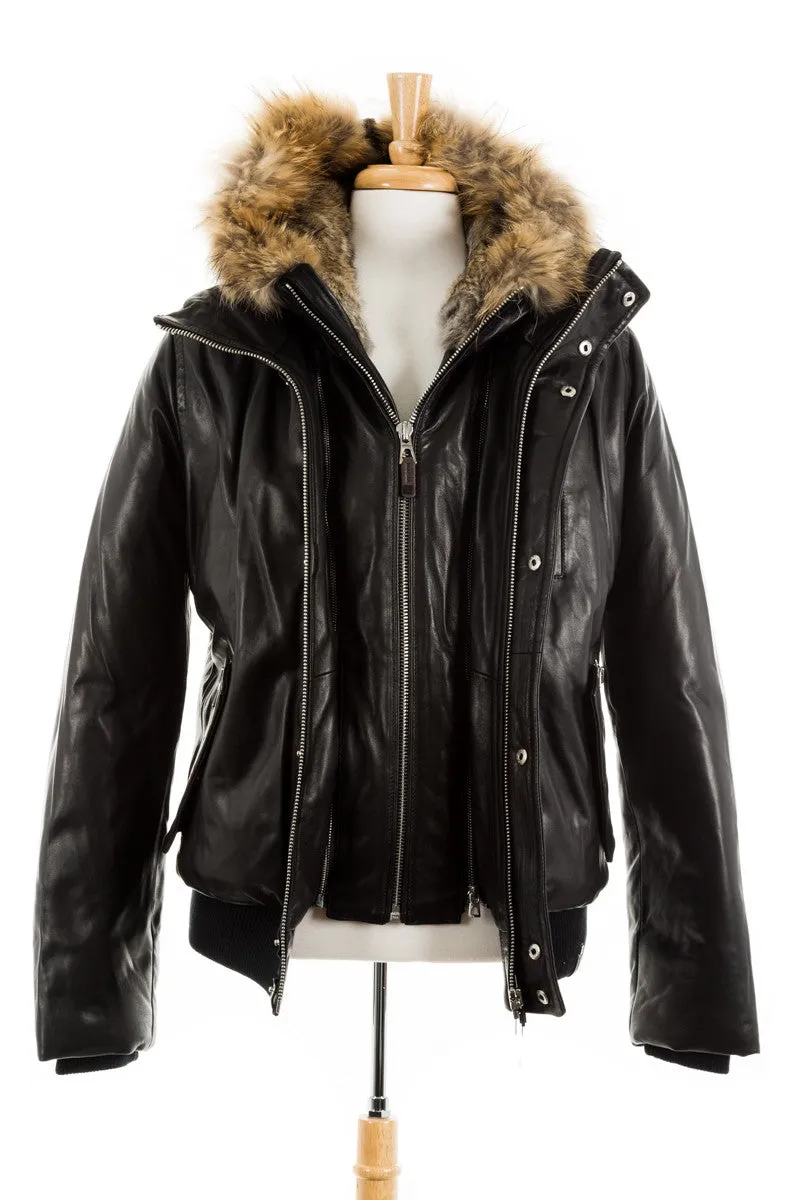 Crawley Leather Jacket With Fur Hood