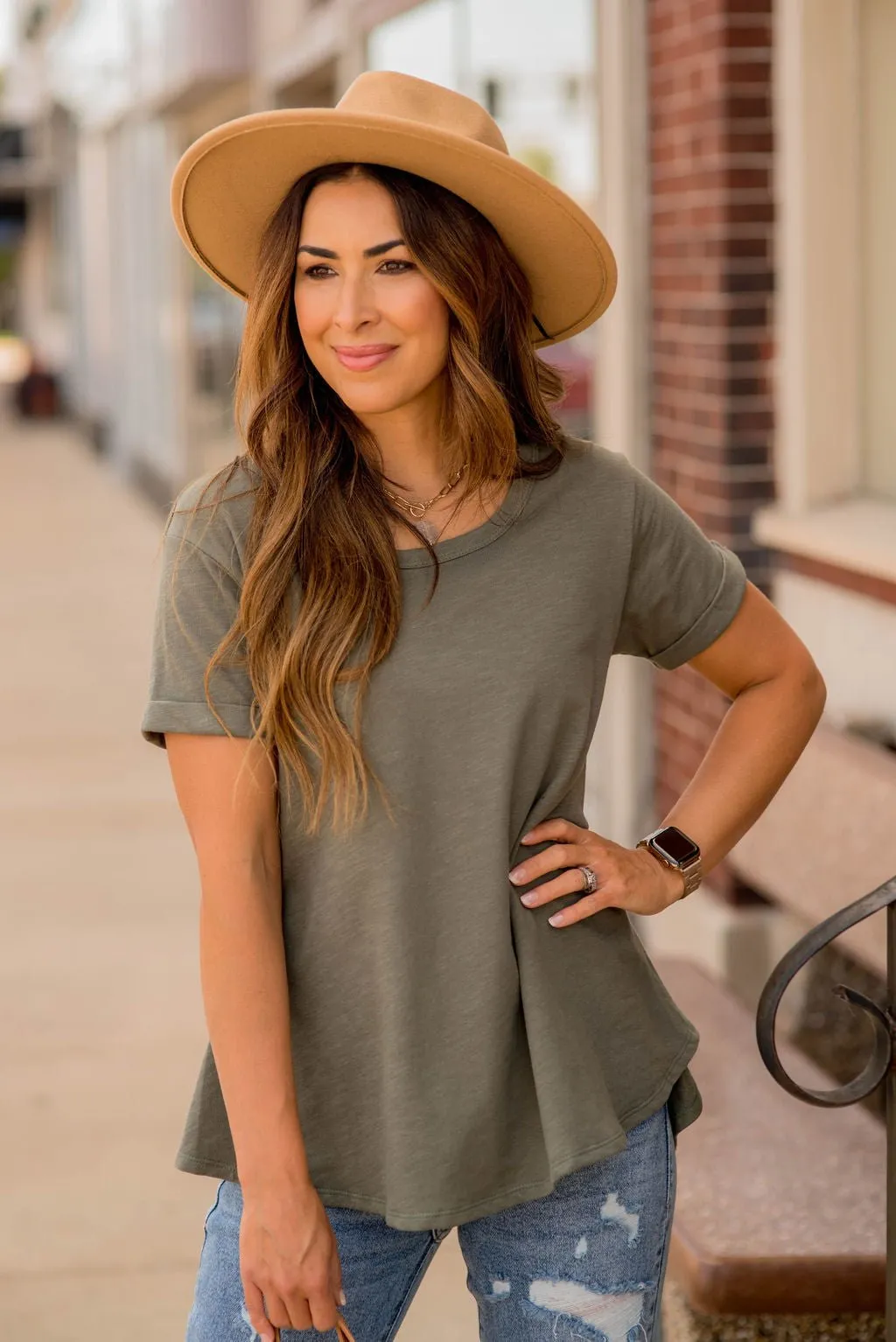 Cuffed Relaxed Swing Tee