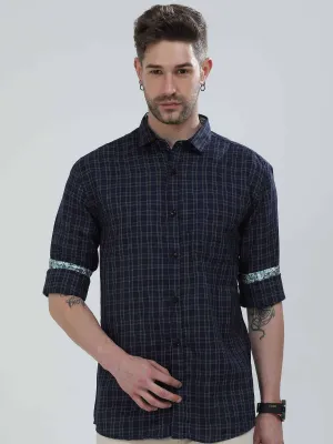 Dark Grey Checkered Cotton Shirt