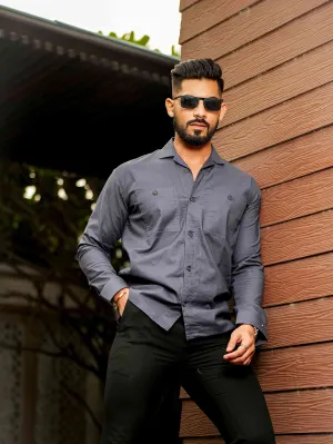 Dark Grey Oxford Cotton Over Shirt