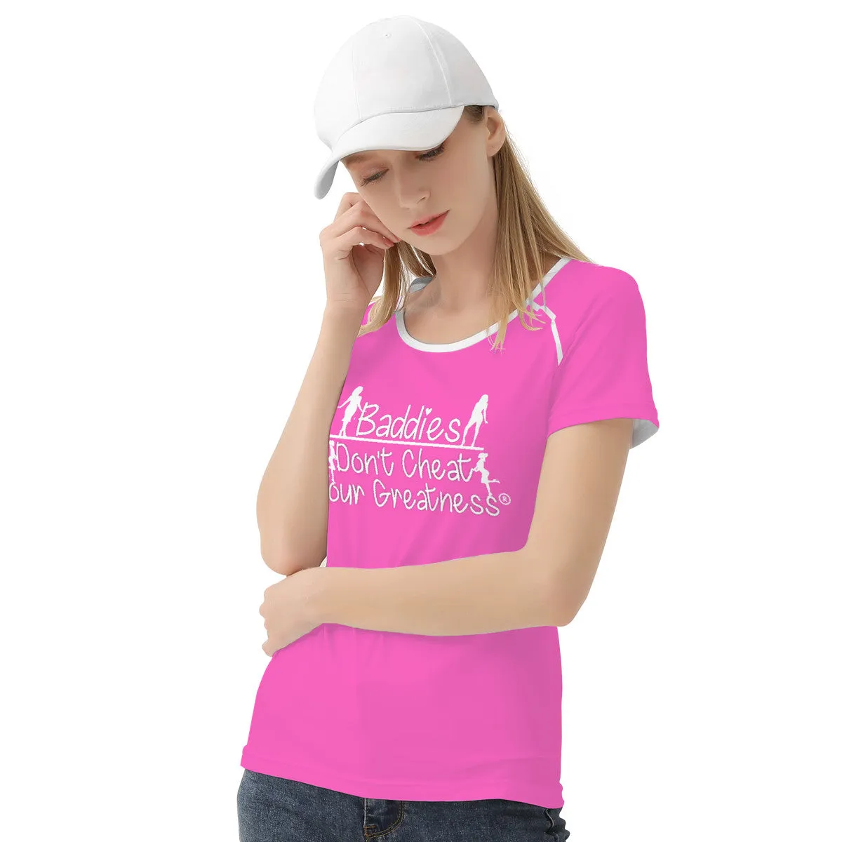 DCYG 24SX Baddies White Logo & Pink Women's All-Over Print T shirt