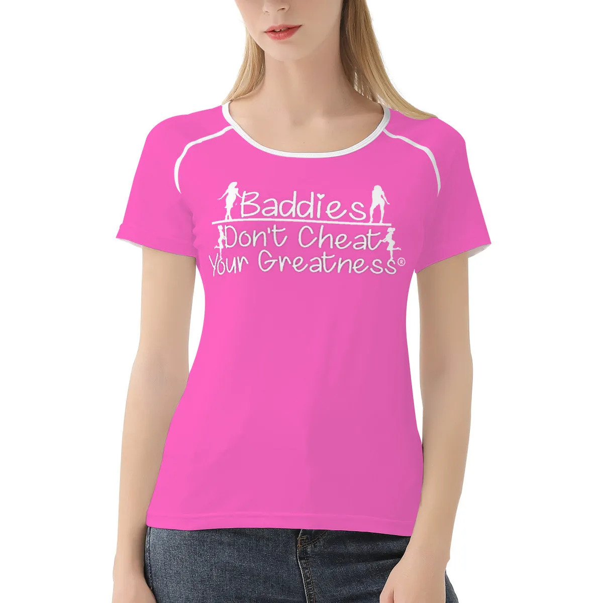 DCYG 24SX Baddies White Logo & Pink Women's All-Over Print T shirt