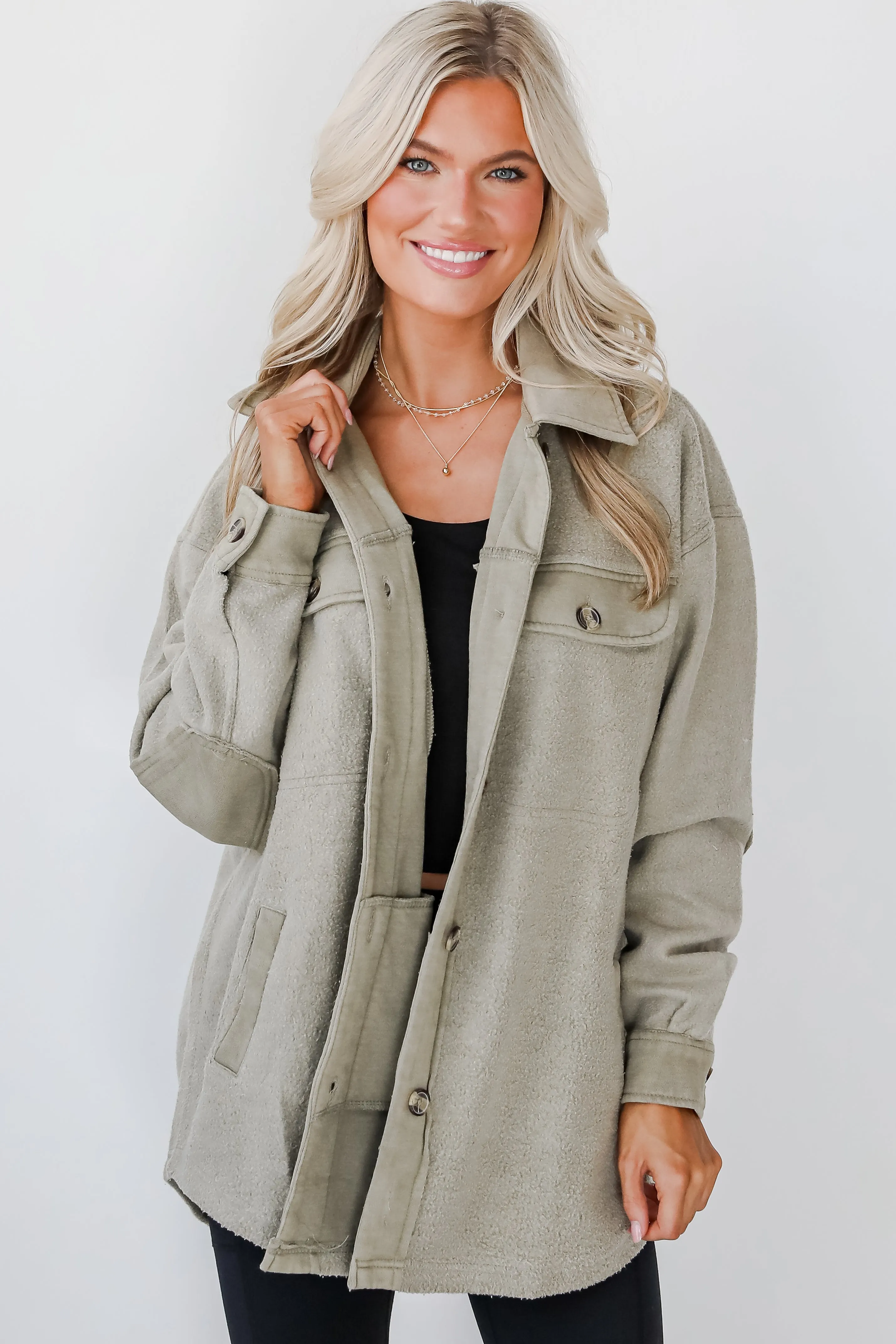 Deluxe Comfort Olive Oversized Shacket