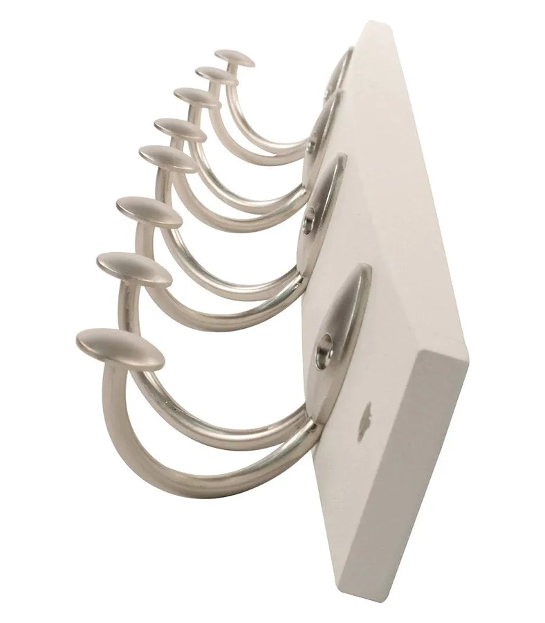 Double Hook Wood Rack - White and Nickel