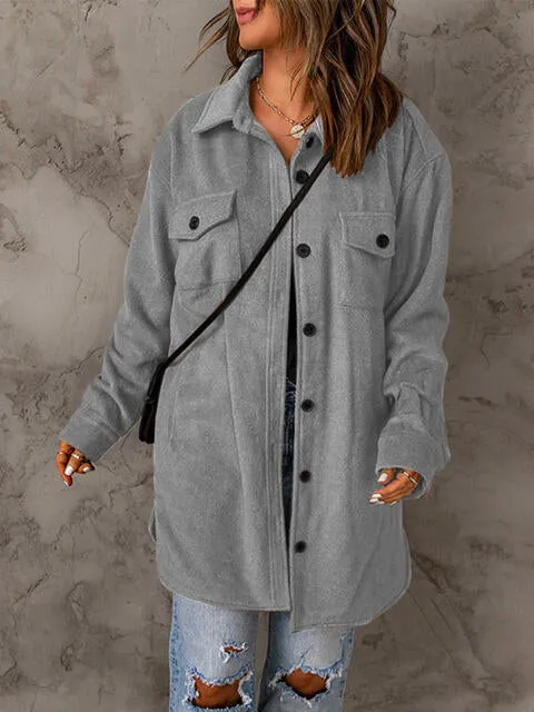 Drop Shoulder Button Down Collared Coat