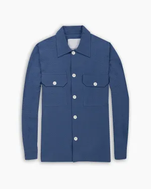 Dusty Blue Seersucker Overshirt