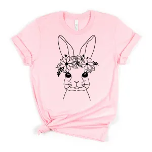 Easter Bunny Tshirt, Easter Shirt for Women, Cute Easter T-shirt for Her, Floral Easter Bunny Graphic Tee, Womens Spring Tops