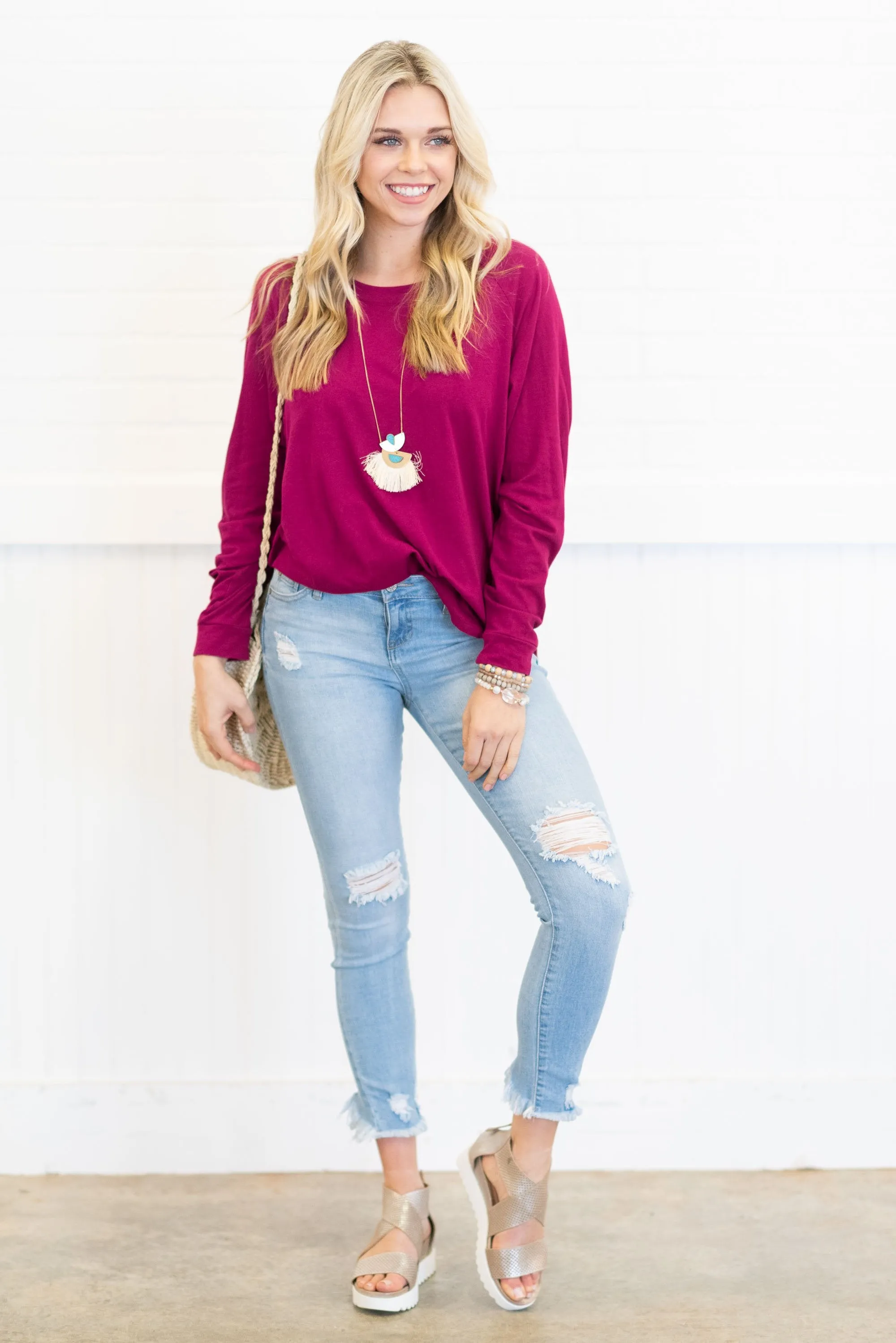 Easy Like Sunday Wine Red Tunic