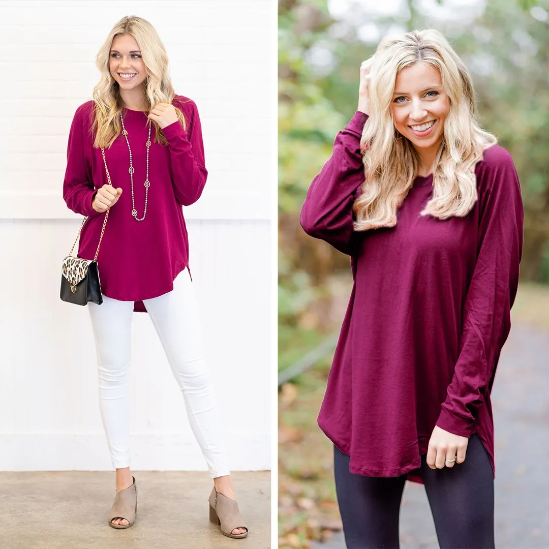 Easy Like Sunday Wine Red Tunic