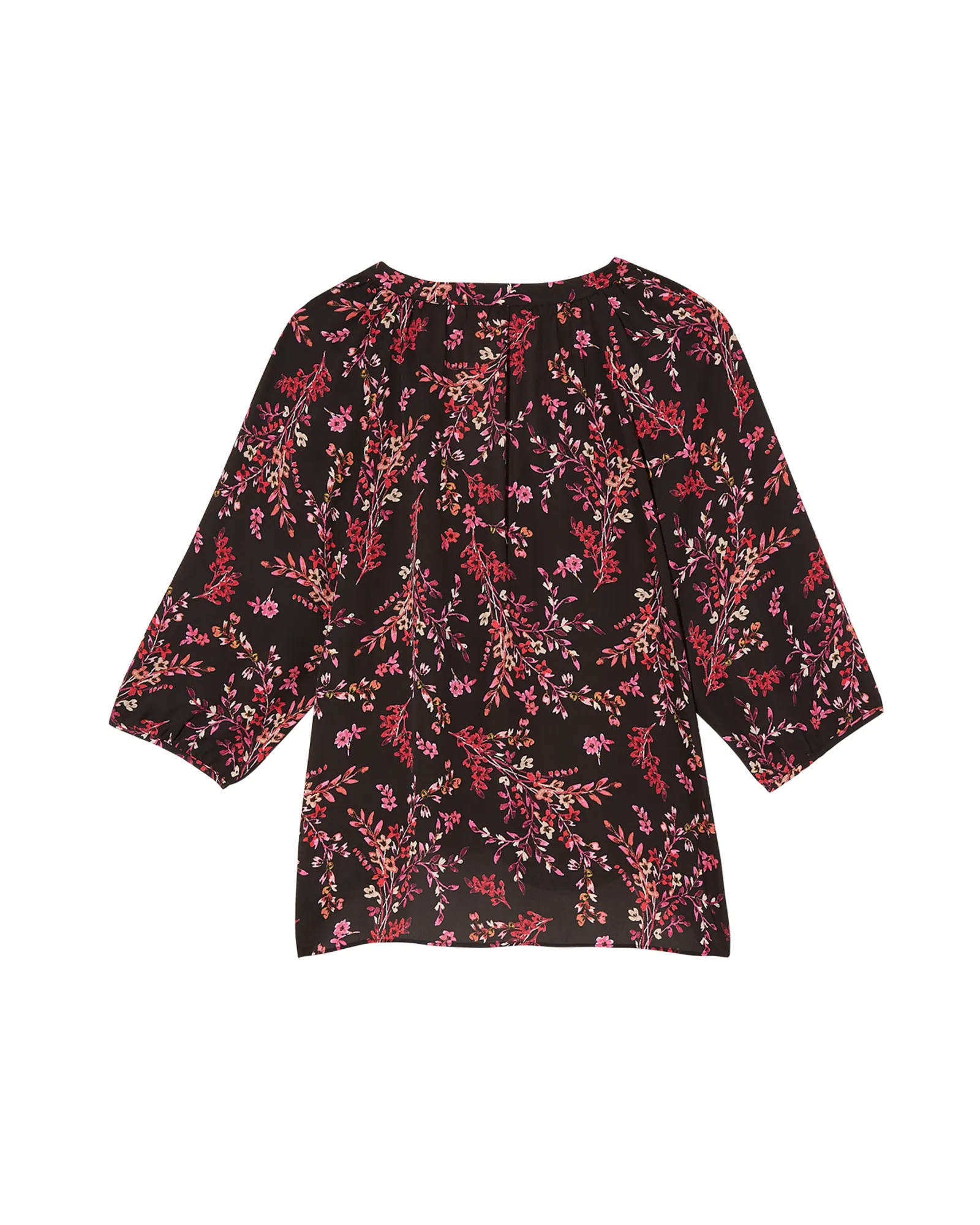 Elise Split Neck Blouse | Black / Magenta