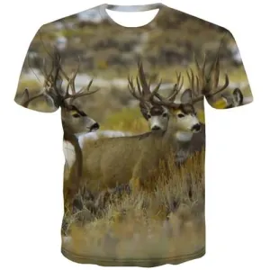 Elk T-shirt Men Animal Tshirts Novelty Funny Tshirts Cool Lovely T-shirts 3d Deer T-shirts Graphic Short Sleeve summer Unisex