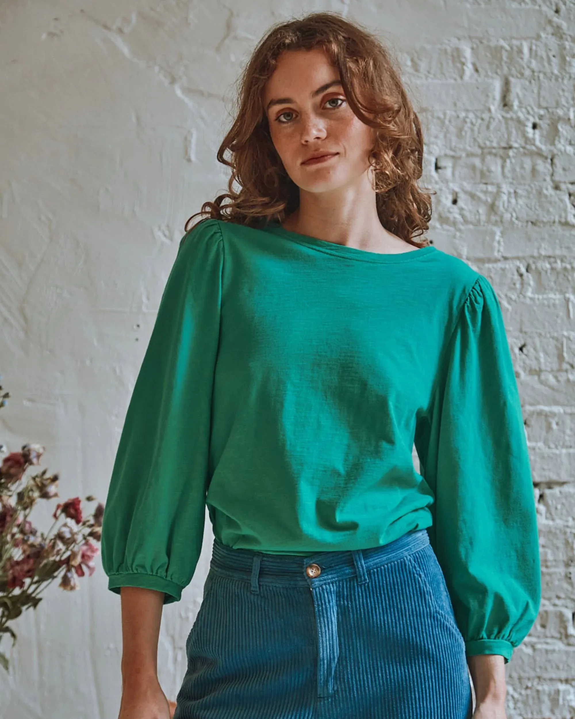 Emile & Ida Jade Puff Sleeve Top