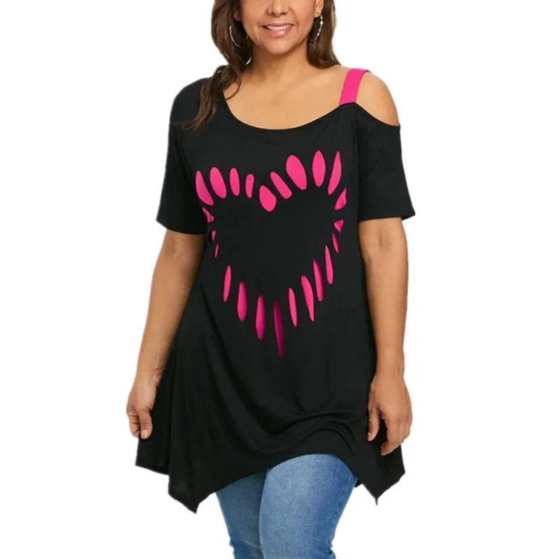 Funki Buys | Shirts | Women's Love Heart Printed Plus Size Shirt