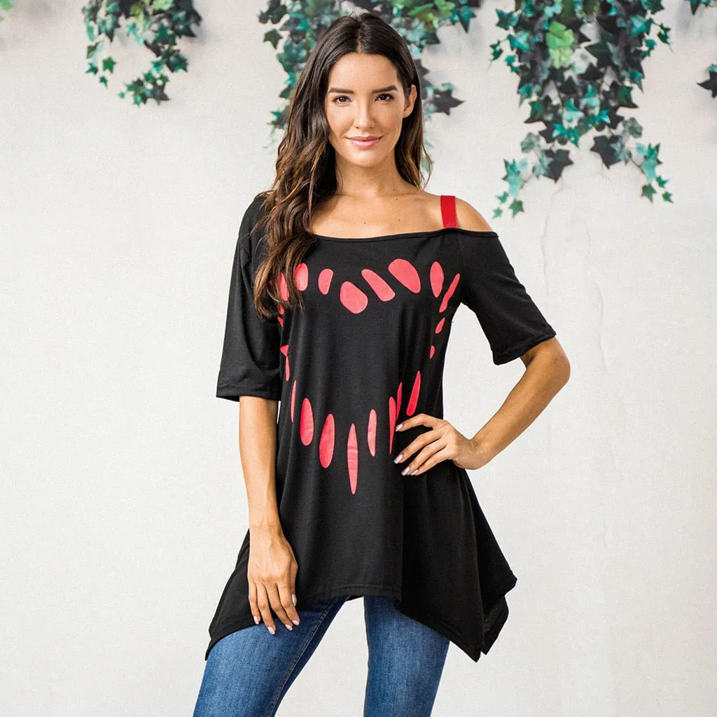 Funki Buys | Shirts | Women's Love Heart Printed Plus Size Shirt