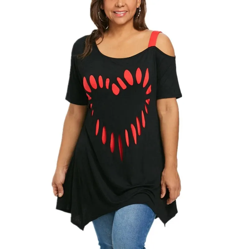 Funki Buys | Shirts | Women's Love Heart Printed Plus Size Shirt