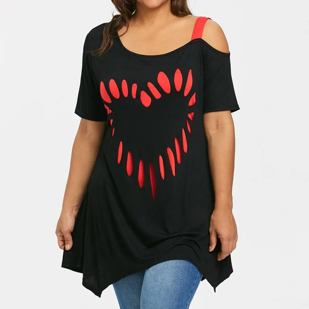 Funki Buys | Shirts | Women's Love Heart Printed Plus Size Shirt