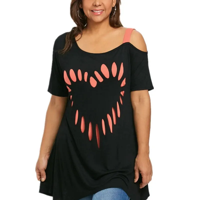 Funki Buys | Shirts | Women's Love Heart Printed Plus Size Shirt