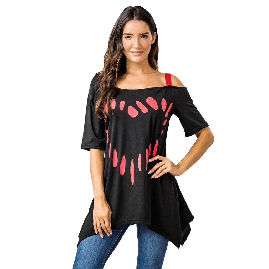 Funki Buys | Shirts | Women's Love Heart Printed Plus Size Shirt