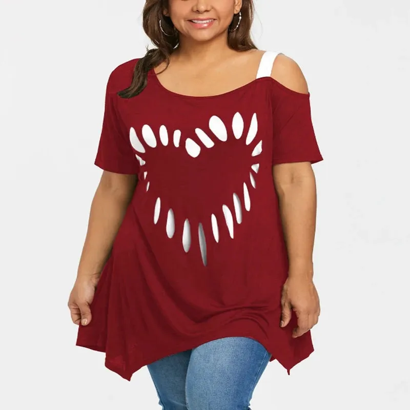 Funki Buys | Shirts | Women's Love Heart Printed Plus Size Shirt