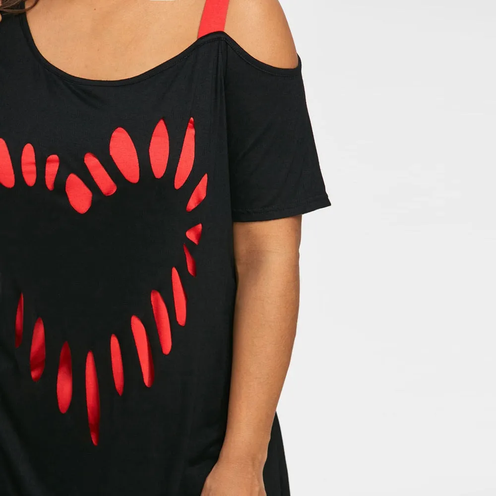 Funki Buys | Shirts | Women's Love Heart Printed Plus Size Shirt