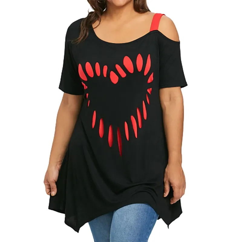 Funki Buys | Shirts | Women's Love Heart Printed Plus Size Shirt