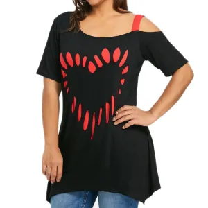 Funki Buys | Shirts | Women's Love Heart Printed Plus Size Shirt