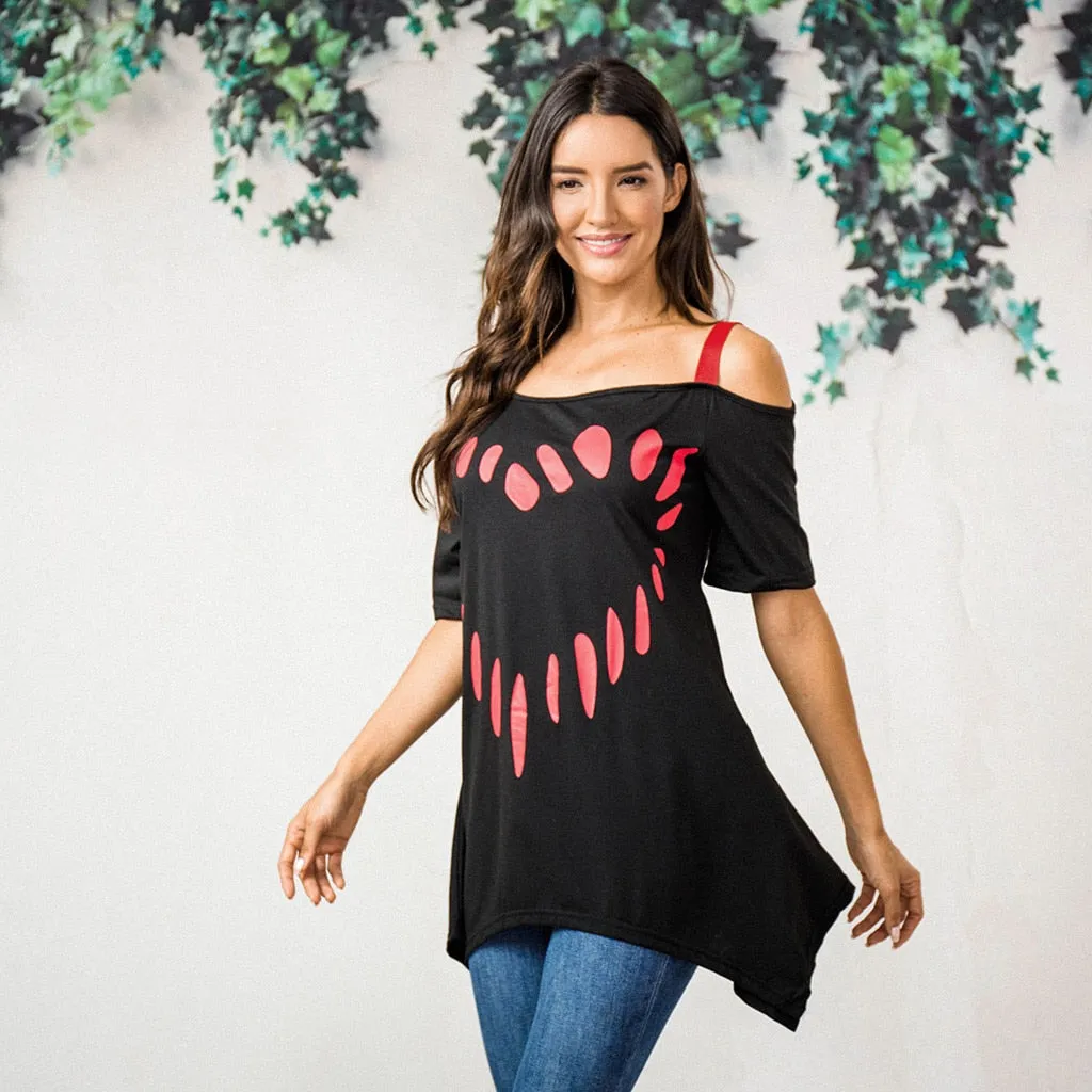 Funki Buys | Shirts | Women's Love Heart Printed Plus Size Shirt