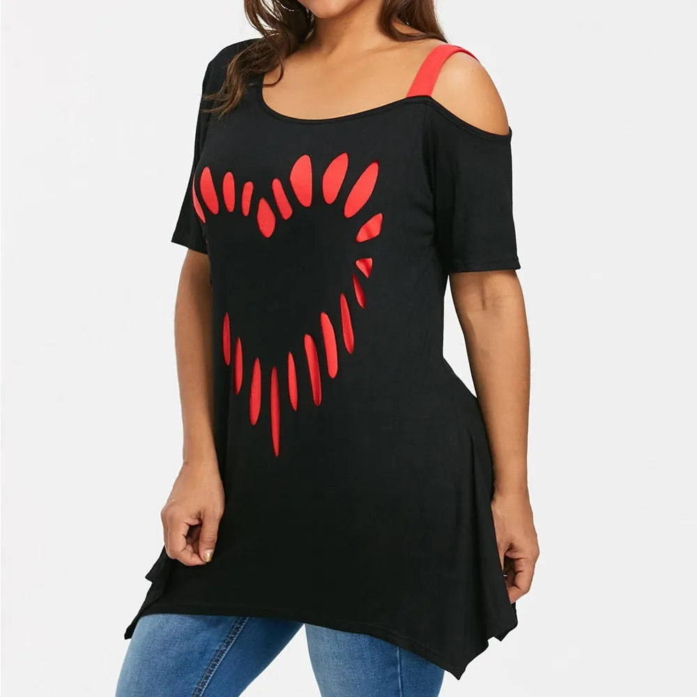 Funki Buys | Shirts | Women's Love Heart Printed Plus Size Shirt