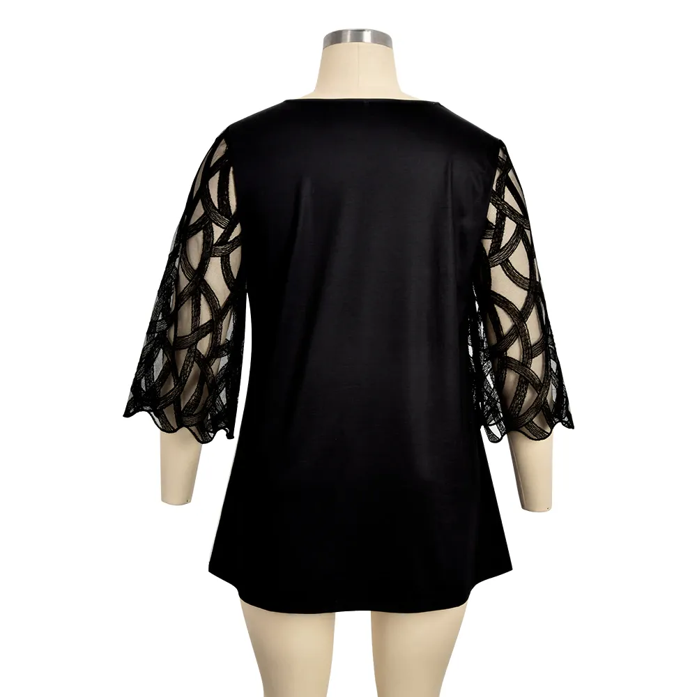 Funki Buys | Shirts | Women's Plus Splice Flower Print Blouse