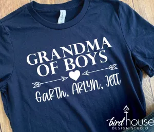 Grandma of Boys Shirt, Personalized Any Name, Any Color