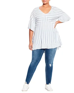 Hattie Stripe Tunic | Light Blue / White