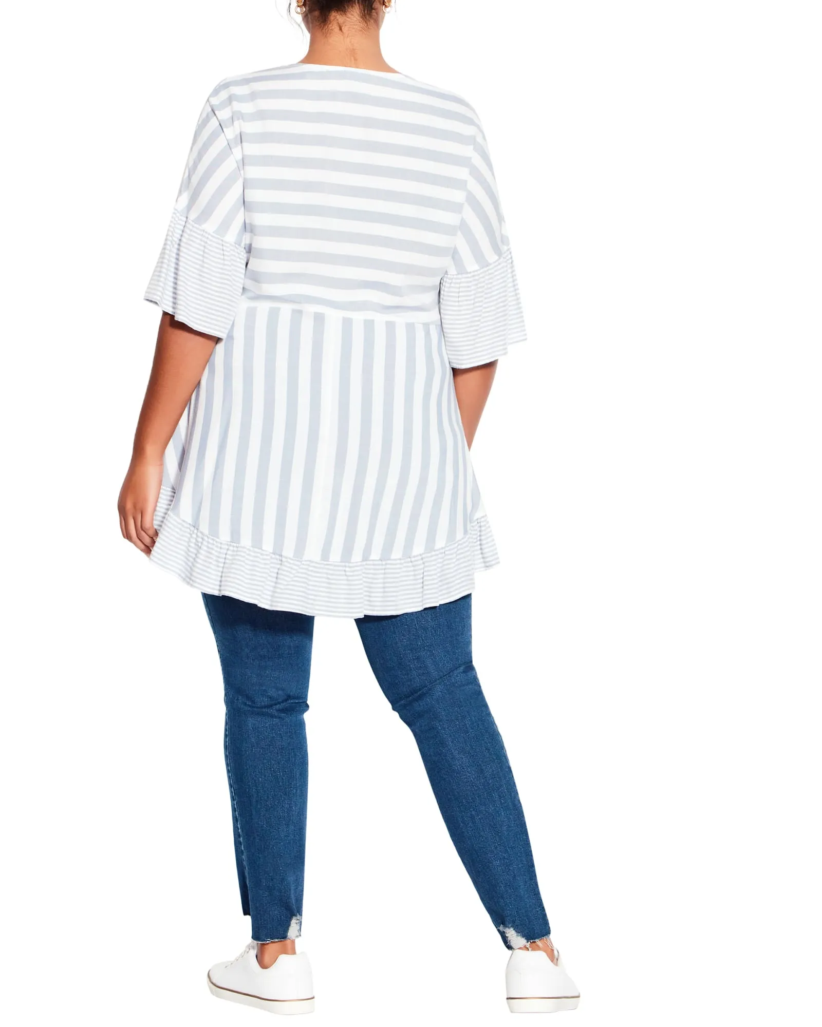 Hattie Stripe Tunic | Light Blue / White