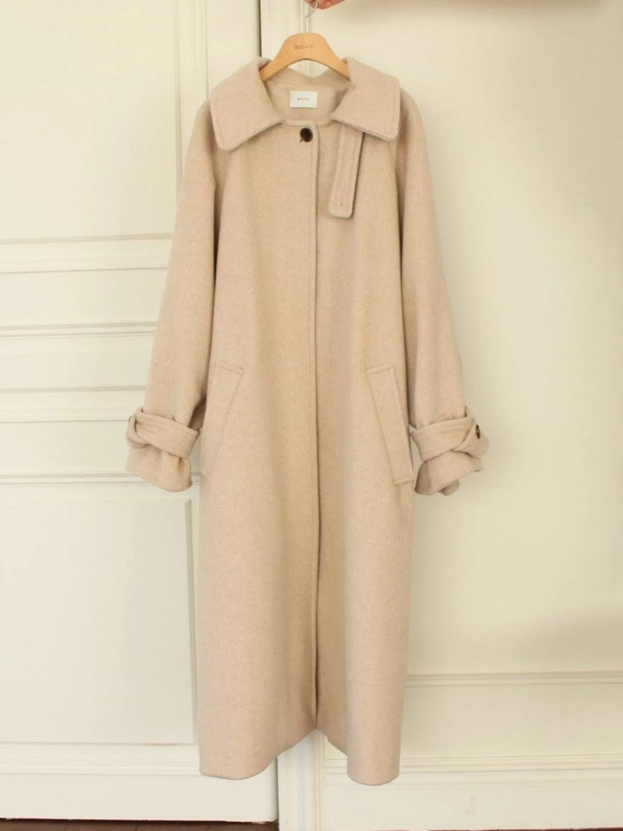 HERRINGBONE ONE BUTTON LONG COAT