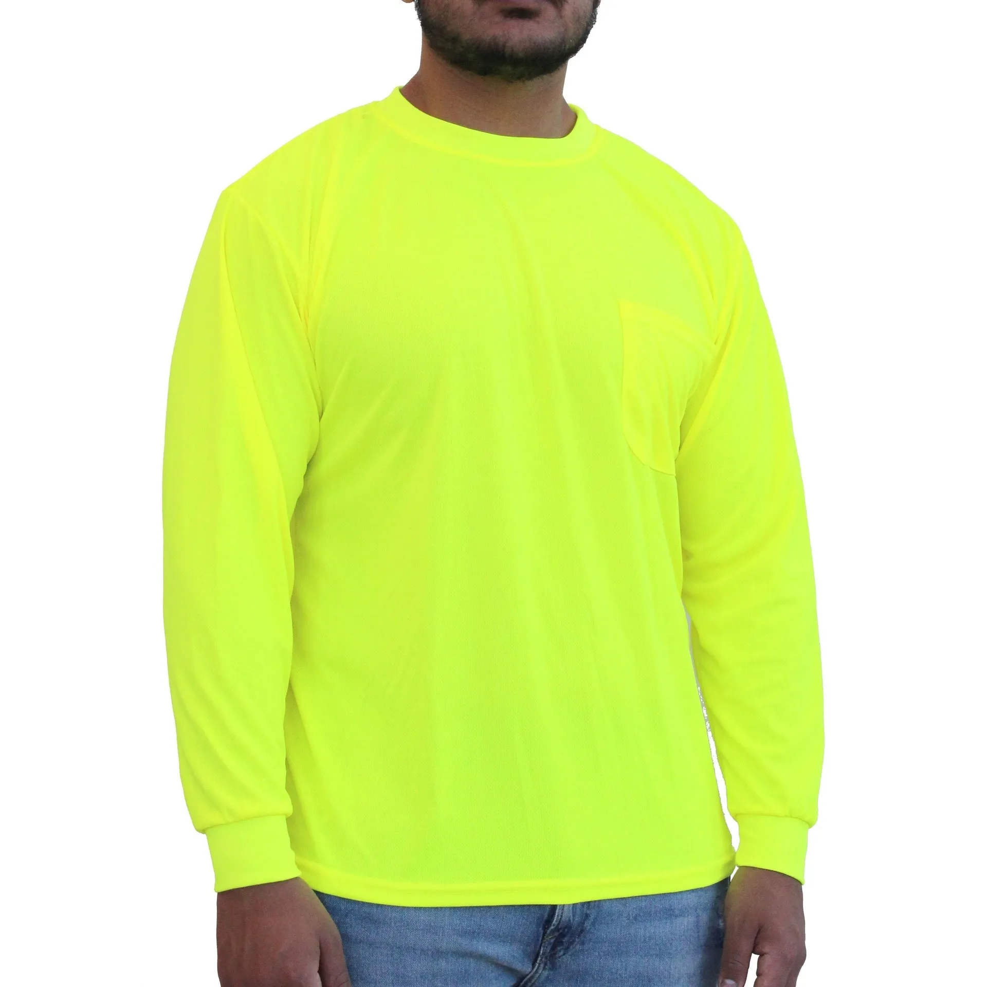 Hi-Viz Lime Green Long Sleeve Mesh T-Shirt