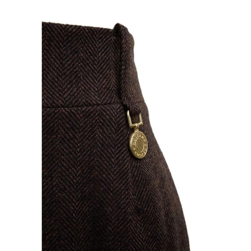 Holland Cooper Regency Ladies Tweed Skirt - Chocolate Herringbone