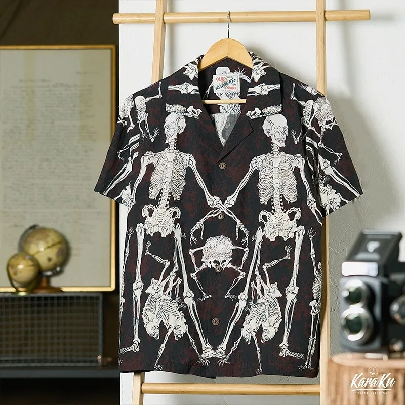 Hundreds Of Dancing Skeletons Cotton Camp Shirt