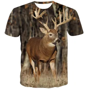 Hunting T-shirt Men Jungle Tshirt Anime Deer T shirts Funny Shooter Tshirts Cool Camouflage Tshirt Printed