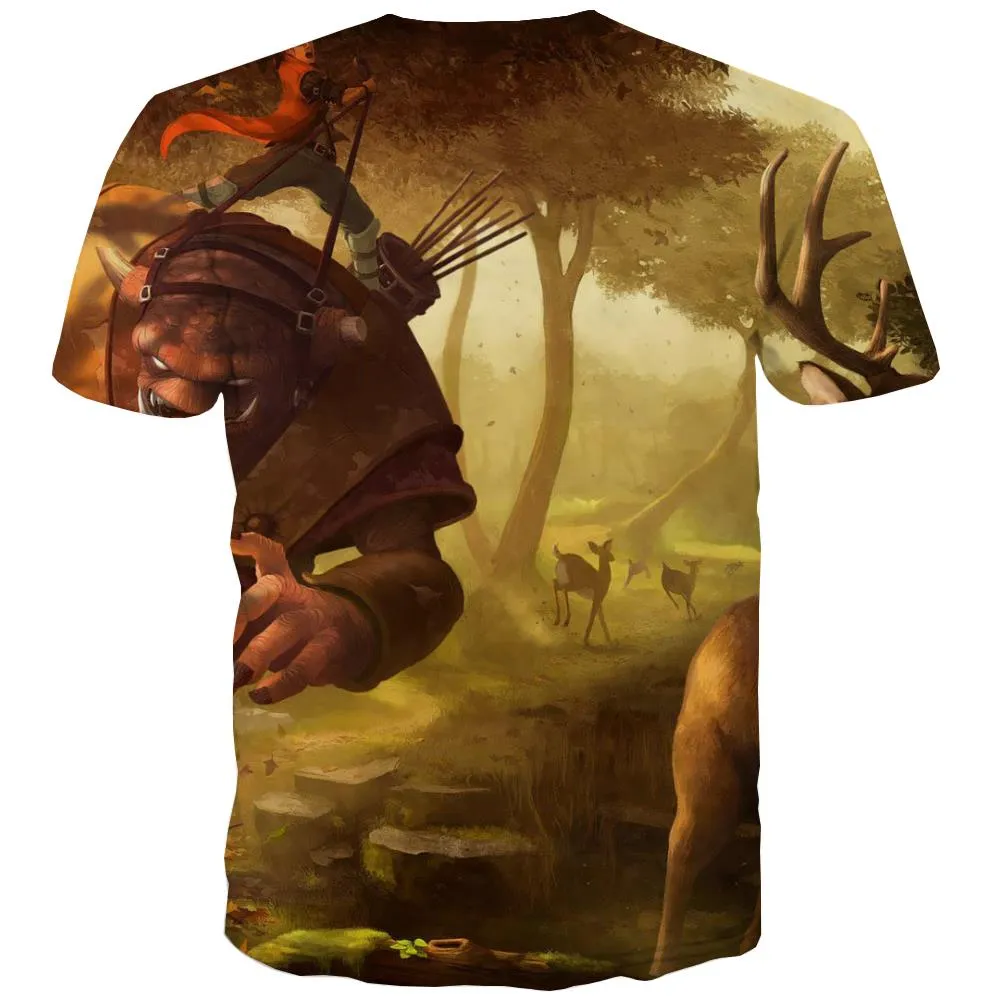 Hunting T-shirt Men Jungle Tshirt Anime Deer Tshirts Cool Shooter T-shirts Graphic Camouflage Shirt Print