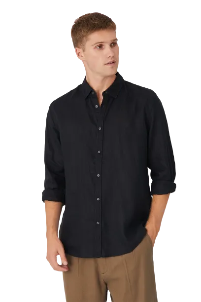 Industrie - The Tennyson Linen Shirt - OD Navy