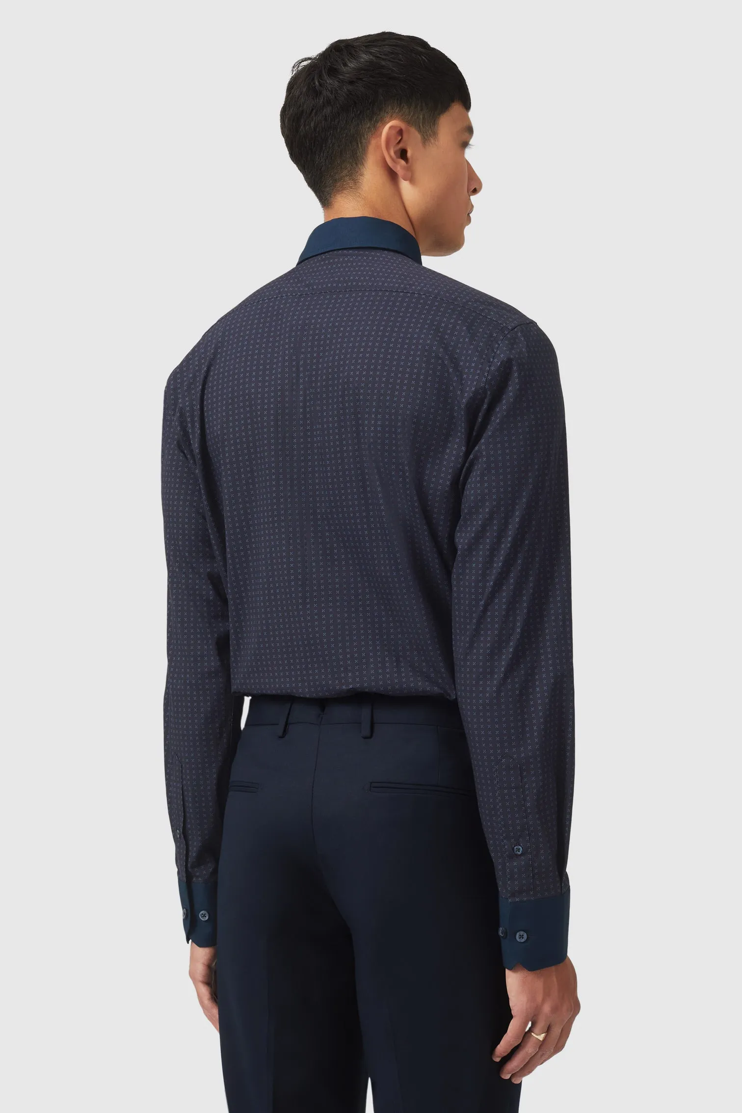 Inverness Slim Fit Navy Cotton Shirt - ARCHIVE